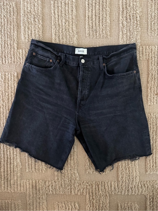Agolde Pants - Agolde Indra Long Black Denim Slouchy Shorts